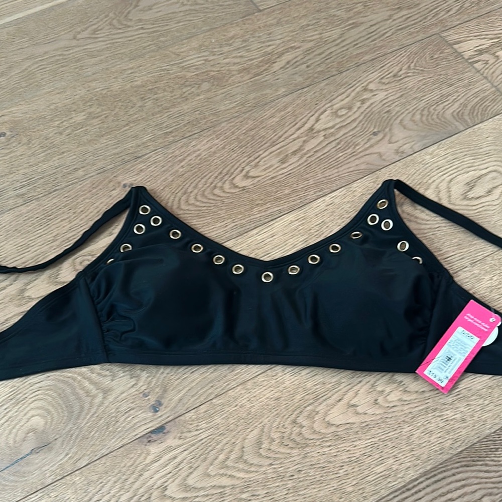 Black Bikini Top with Gold Eyelets